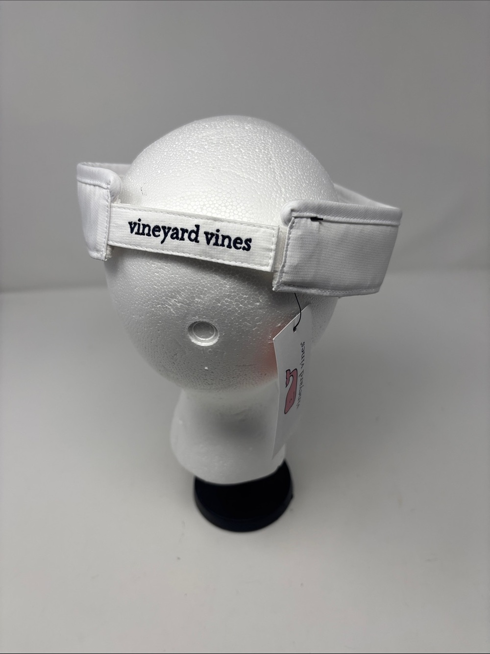 Vineyard Vines White Visor with Red & Navy Whale Logo - Picture 3 of 7